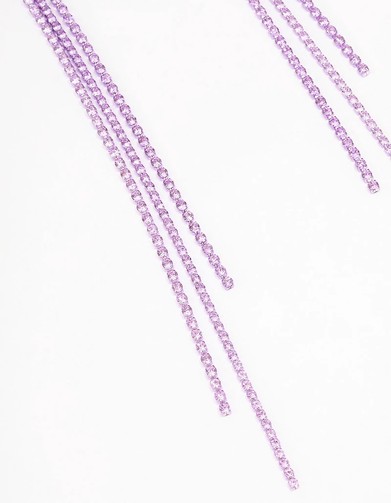 Purple Flower Cup Chain Drop Earrings