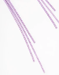 Purple Flower Cup Chain Drop Earrings
