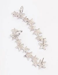 Silver Multi Star Graduating Climber Stud Earrings