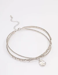 Silver Interlaced Mixed Diamante Choker