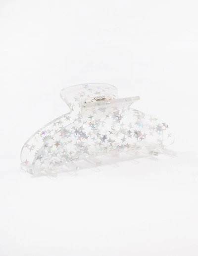 Clear Glitter Hair Claw Clip