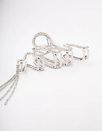 Silver Wavy Diamante Cup Chain Hair Claw Clip