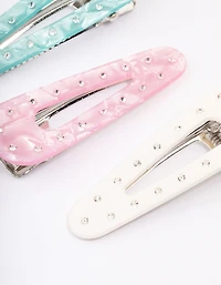 Silver Diamante Triangle Hair Clip Pack