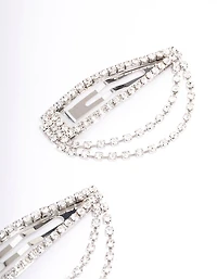 Rhodium Drape Cup Chain Hair Clip Pack