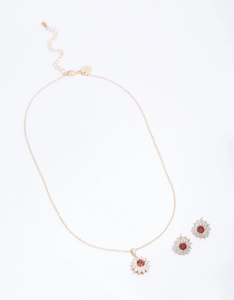 Gold Cubic Zirconia Daisy Jewellery Set