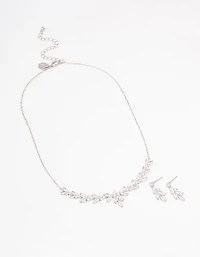 Silver Leafy Cubic Zirconia Vine Jewellery Set
