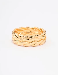 Gold Plated Leaf Band Ring