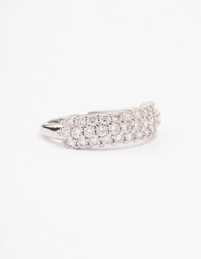 Silver Slim Cubic Zirconia Band Ring