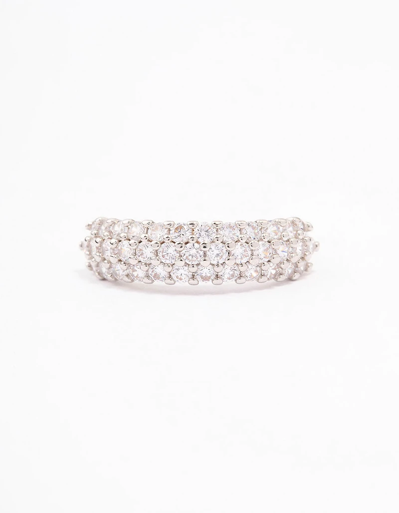 Silver Slim Cubic Zirconia Band Ring