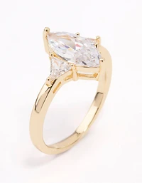 Bague de fiançailles marquise précieuse plaquée or