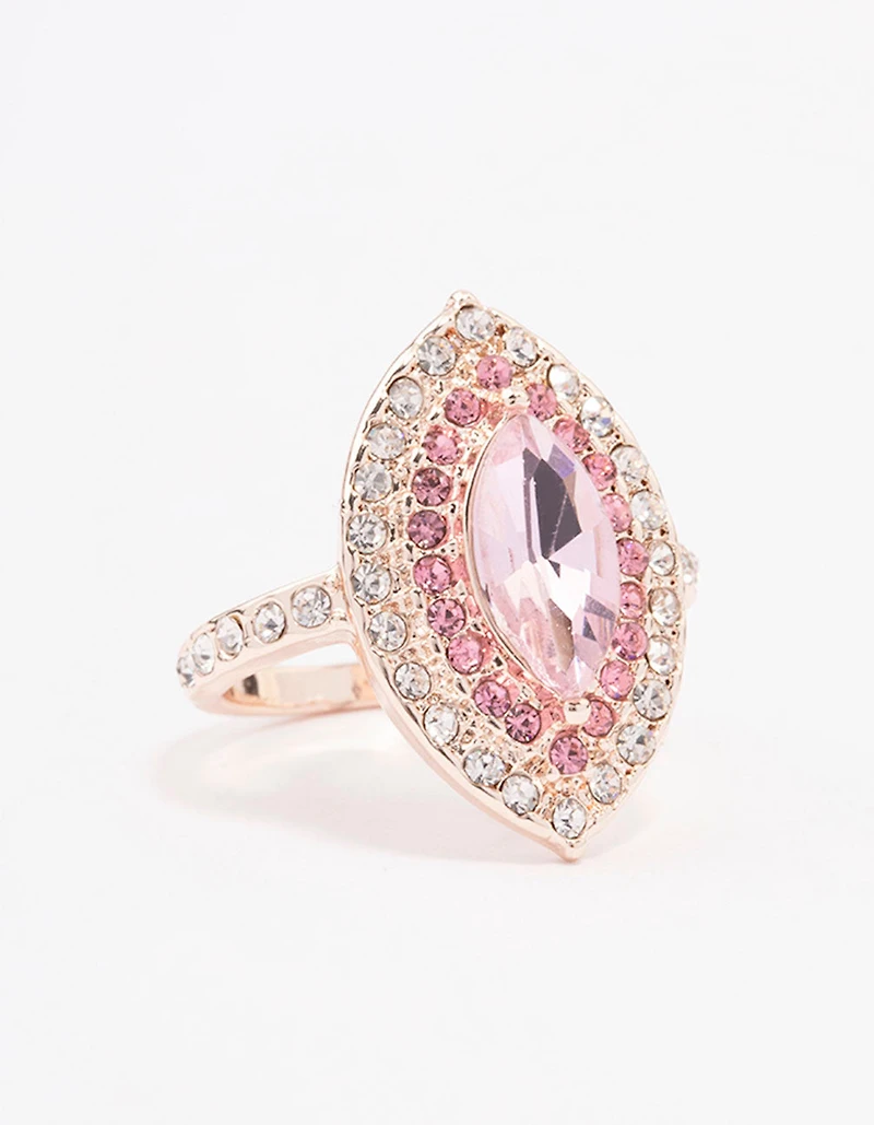 Bague marquise opulente en or rose
