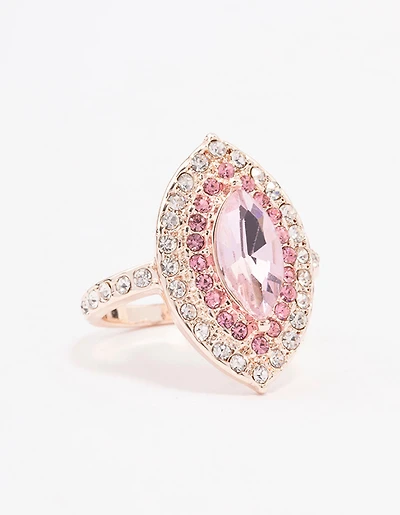 Bague marquise opulente en or rose