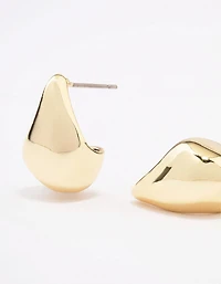 Gold Plated Brass Polished Hoop Earrings