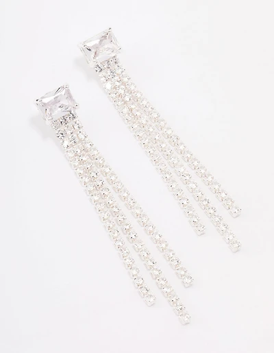 Silver Plated Brass  Dazzle Drop Earrings