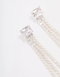 Silver Plated Brass  Dazzle Drop Earrings