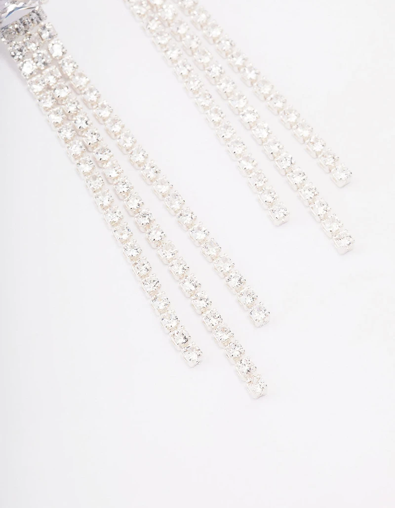 Silver Plated Brass  Dazzle Drop Earrings