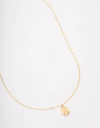 Gold Plated Brass Teardrop Pendant Necklace