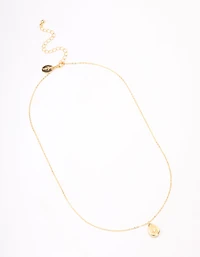 Gold Plated Brass Teardrop Pendant Necklace