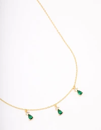 Gold Plated Brass Triangular Pear Drop Necklace