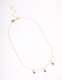 Gold Plated Brass Triangular Pear Drop Necklace