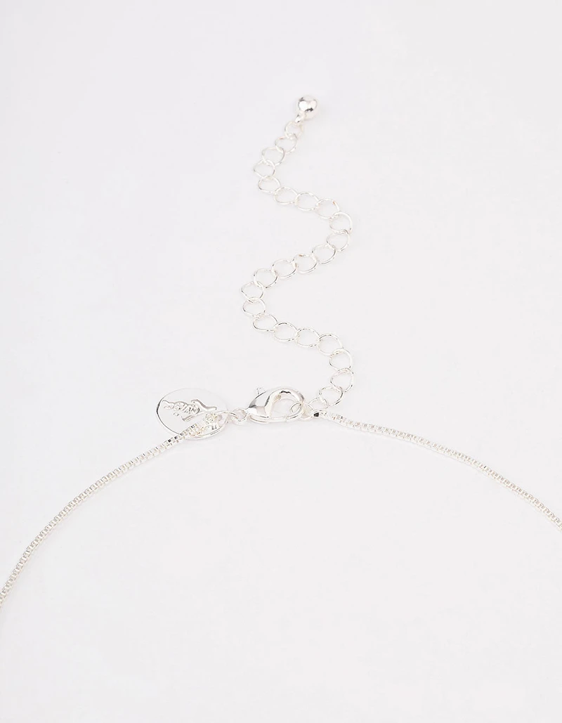 Silver Plated Diamante Cross Necklace & Huggie Earrings Jewellery Set