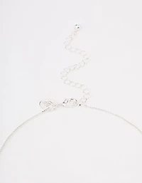 Silver Plated Diamante Cross Necklace & Huggie Earrings Jewellery Set
