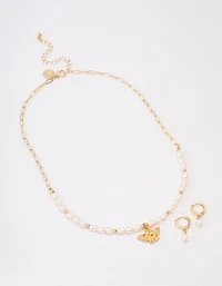 Gold Plated Freshwater Pearl Cherub Jewellery Set