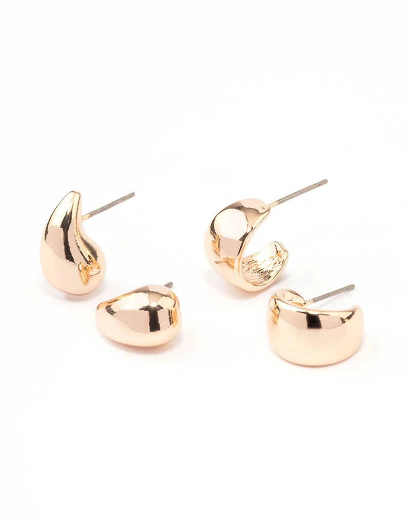 Paquet de boucles d’oreilles en forme de poire en or