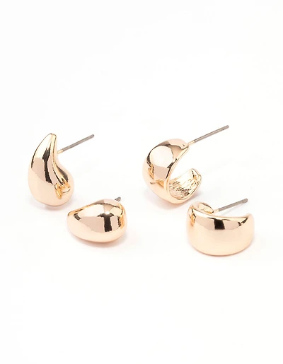 Paquet de boucles d’oreilles en forme de poire en or