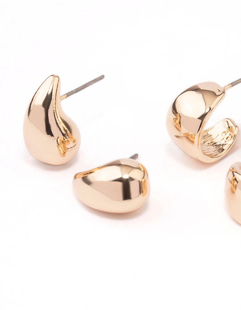 Paquet de boucles d’oreilles en forme de poire en or