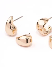 Paquet de boucles d’oreilles en forme de poire en or