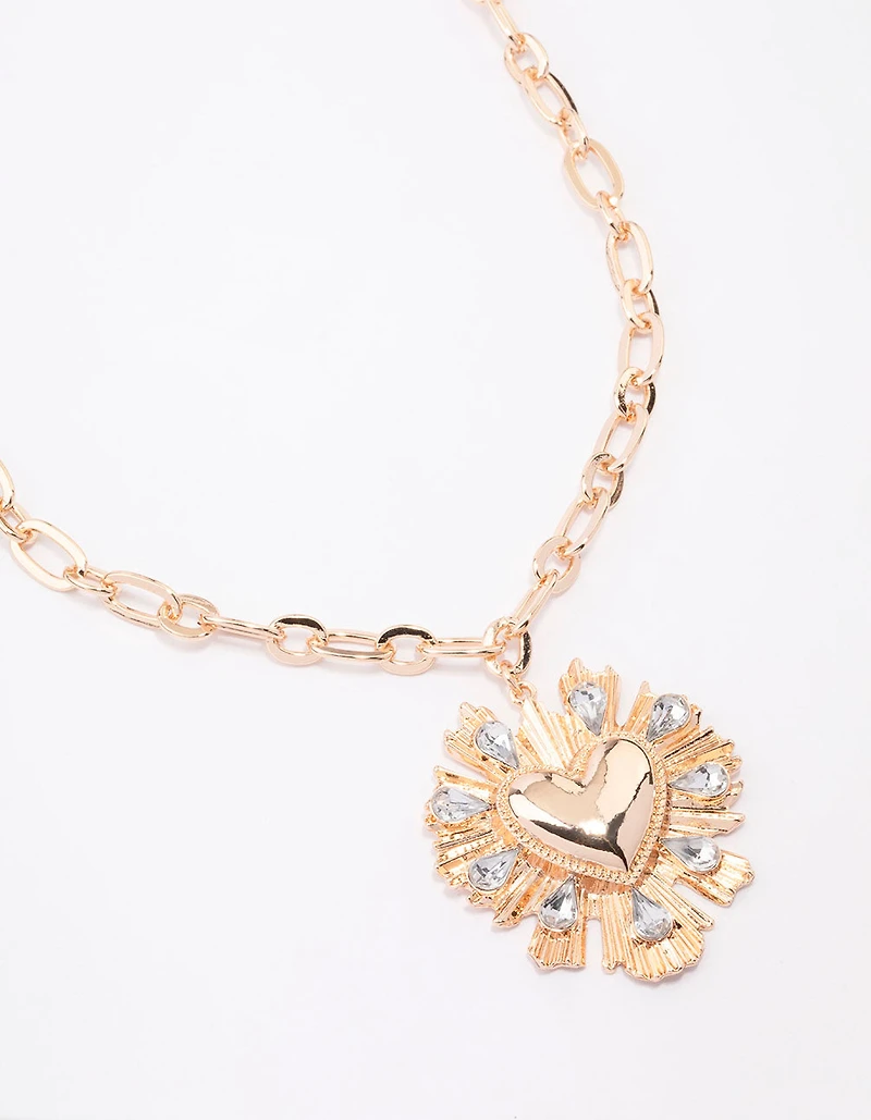 Gold Sacred Heart Pendant Necklace
