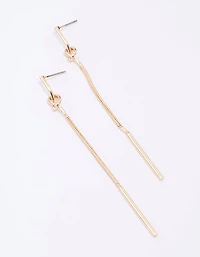 Gold Twisted Knotted Drop Earrings