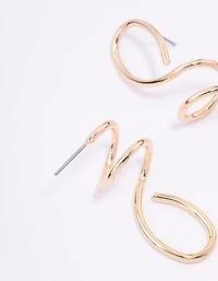 Gold Mixed Irregular Spiral Drop Earrings