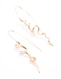 Gold Twisted Spiral Drop Earrings