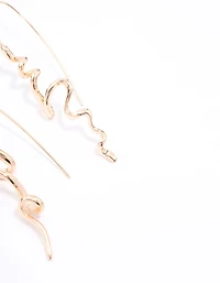 Gold Twisted Spiral Drop Earrings