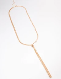 Gold Mixed Chain & Cup Chain Long Necklace