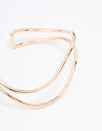 Gold Double Row Organic Wave Bangle