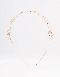 Rose Gold Diamante Leaf Celestial Headband