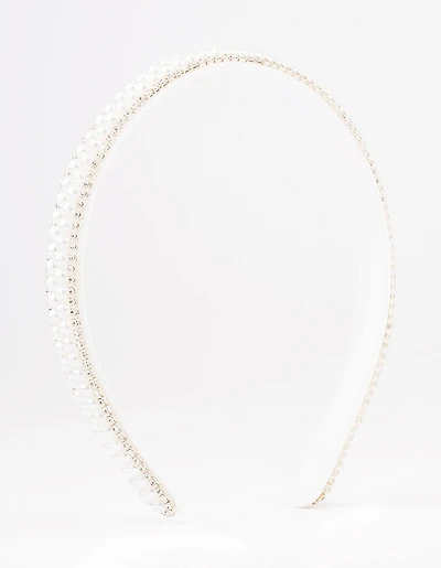 Fabric Pearl & Diamante Classic Headband
