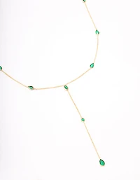 Gold Plated Cubic Zirconia Lariat Y-Shaped Necklace