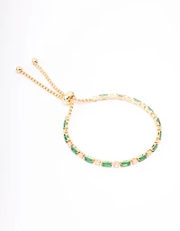 Gold Plated Baguette Stone Toggle Tennis Bracelet