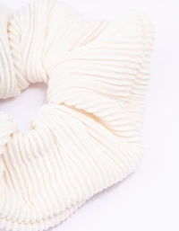 Ivory Ribbed Hair Scrunchie