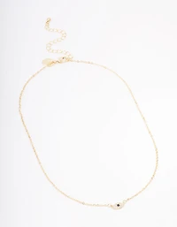 Gold Plated Cubic Zirconia Mini Evil Eye Pendant Necklace