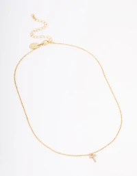 Letter T Gold Plated Initial Pendant Necklace