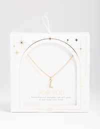 Gold Plated  Letter L Pendant Necklace