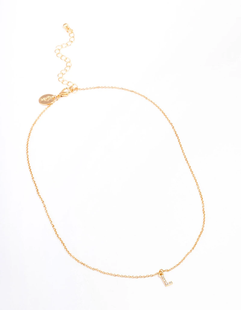 Gold Plated  Letter L Pendant Necklace