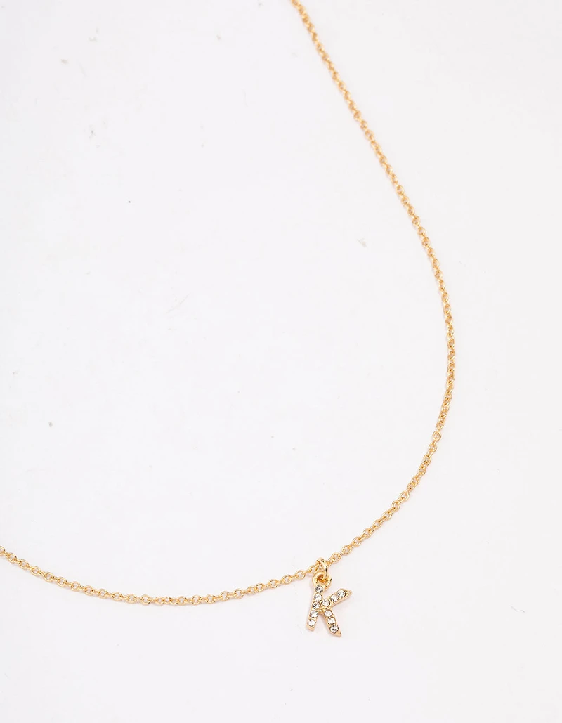 Gold Plated Letter K Pendant Necklace