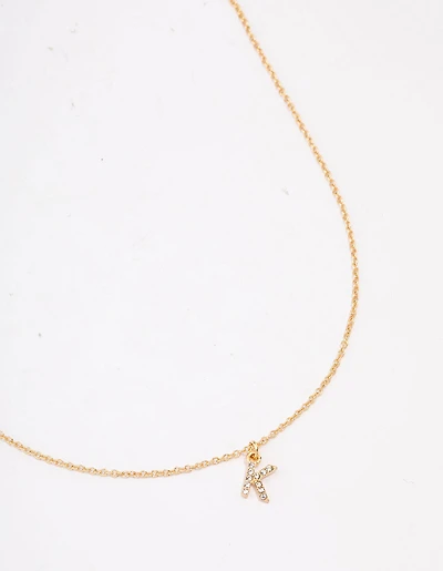 Gold Plated Letter K Pendant Necklace