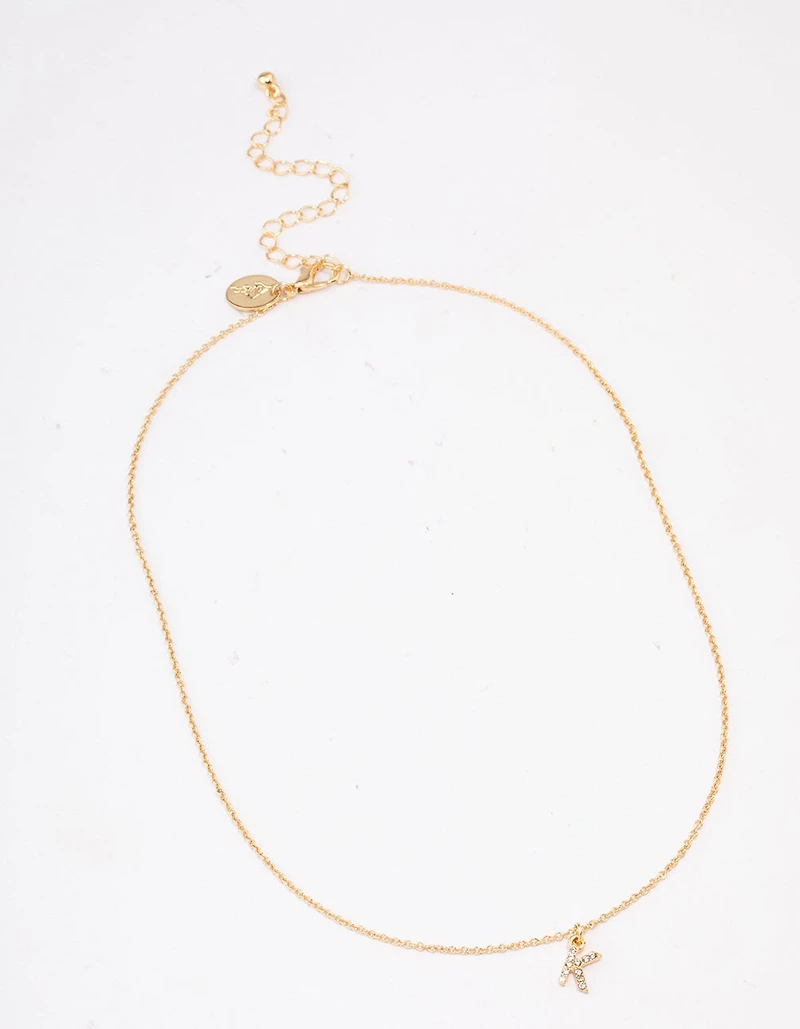 Gold Plated Letter K Pendant Necklace